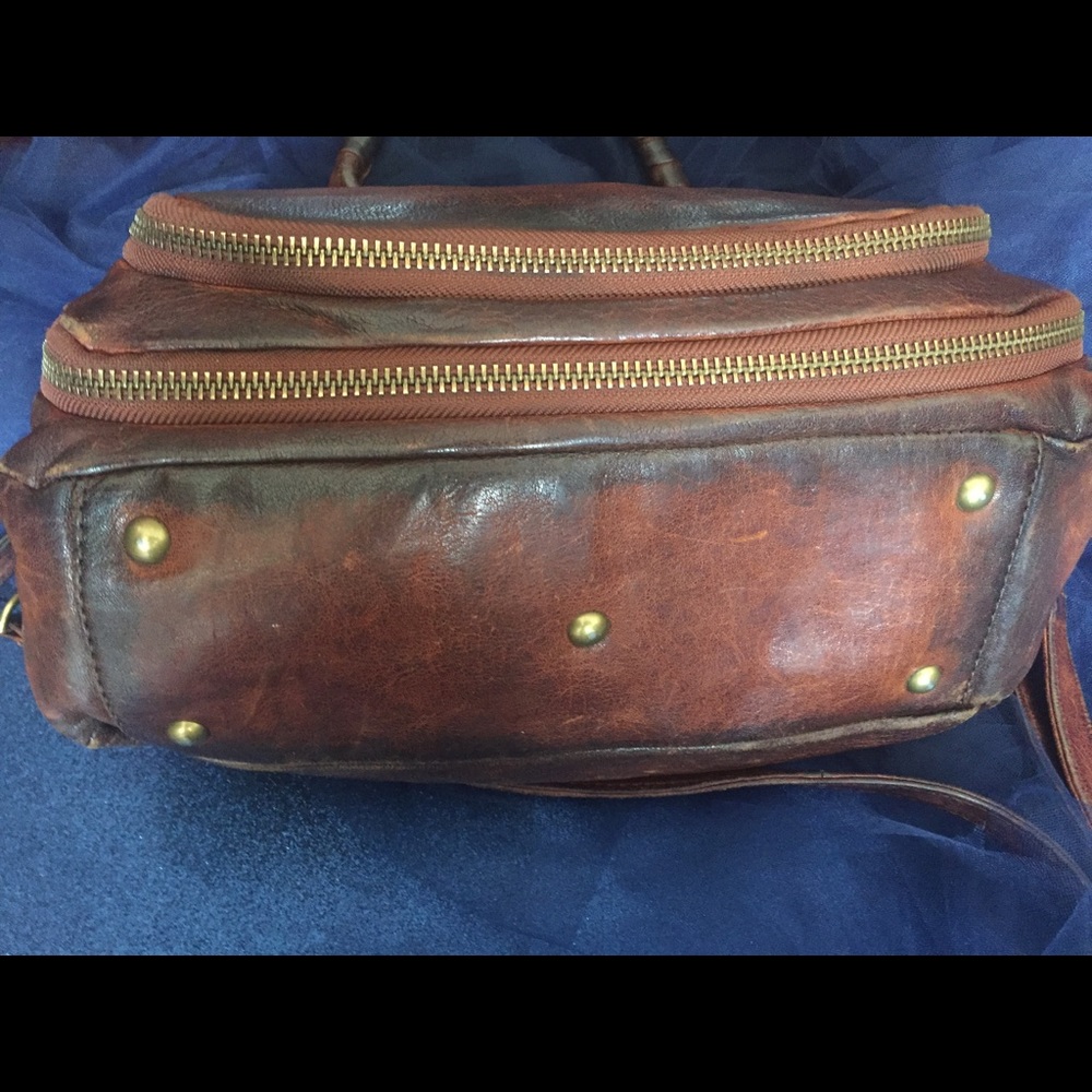 FRYE ELAINE COGNAC SATCHEL Crossbody Handbag GORG - Picture 5 of 9